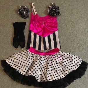 Pink and Black Polka Dot Dance Costume